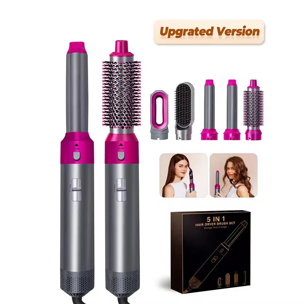 New 5 in 1 Hair Dryer Multi Styler Curling Iron Straightener With Hair Brush For Quick Styling